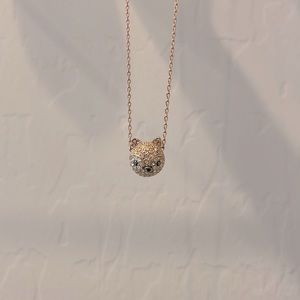 Fossil necklace… Fox head encrusted with crystals pendant and chain. Rose gold